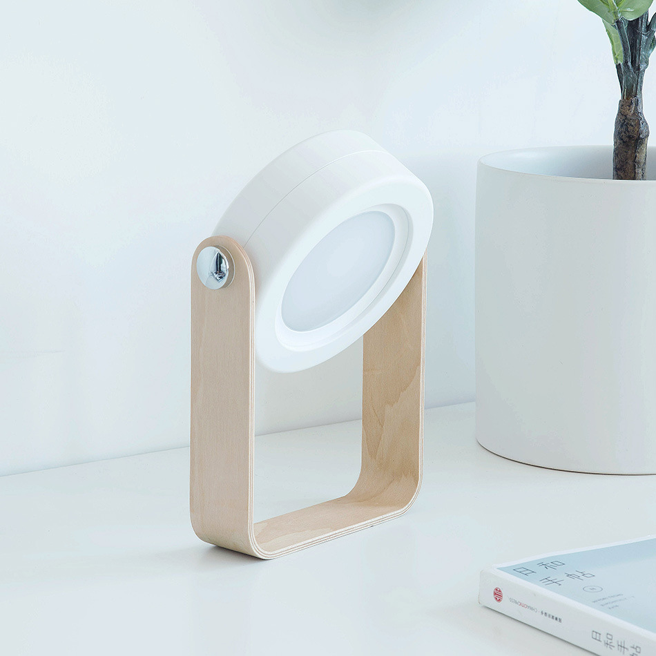 Picture of Creative wooden handle portable lantern lamp 3D folding eye protection stepless dimming telescopic table lamp home gift atmosphere lamp