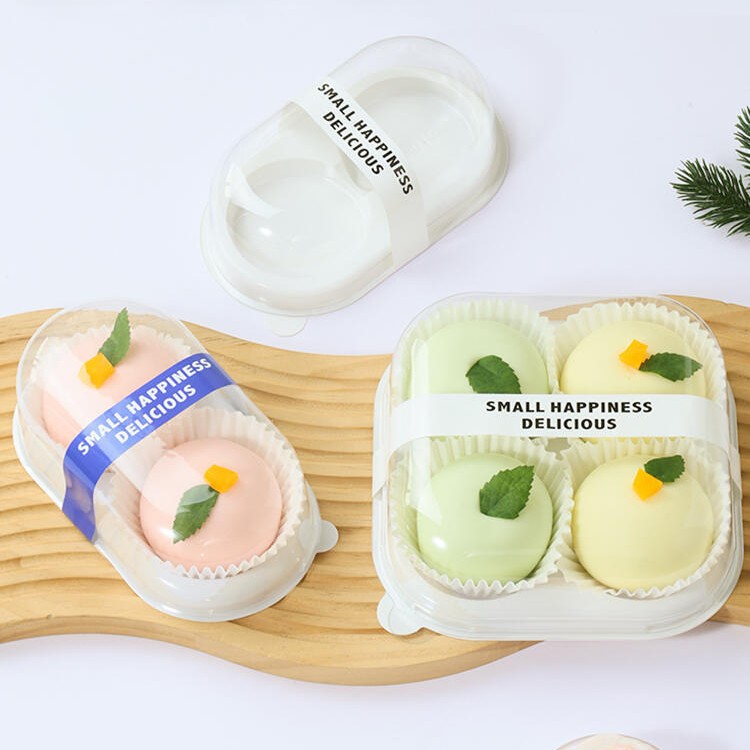 Snow Mei Niang Packaging Box Single 1/2/3/4 Pieces Daifuku Puff Meat Floss Scallop Egg Tart Transparent White Background Box