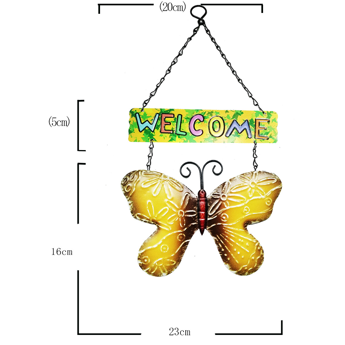 Cross-border new wrought iron butterfly welcome sign wall hanging garden decoration wrought iron hanging wall decoration WELLCOME
