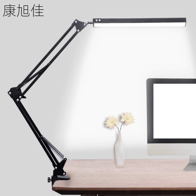 Amazon LED long arm eye protection desk lamp student dormitory creative bedside reading usb desk lamp folding clip desk lamp