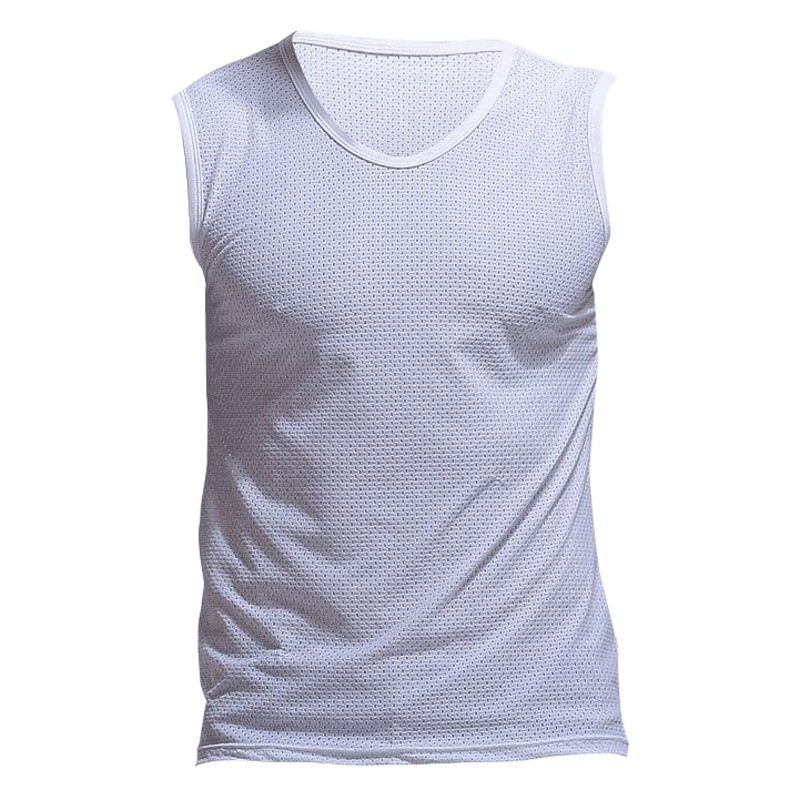 Summer sports fitness wide shoulder vest breathable ice silk mesh men's vest V-neck sleeveless mesh waistcoat wholesale
