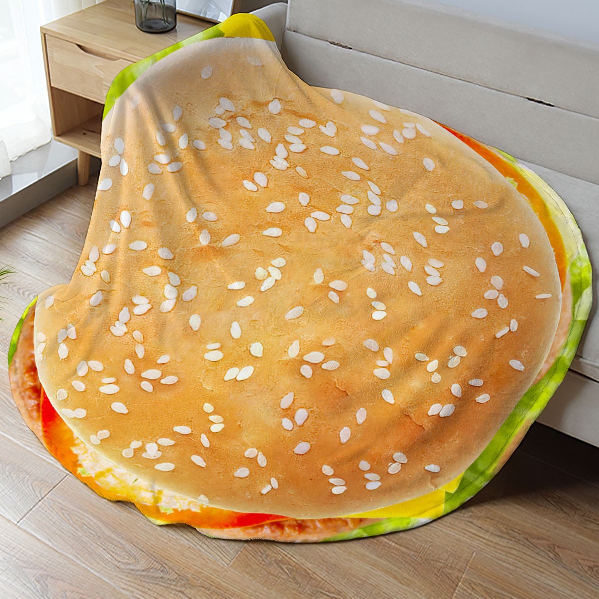 Picture of Hamburger Blanket Funny Blanket Mexican Burrito Blanket Throwing Corn Cake Wool Blanket Sofa Wool Blanket