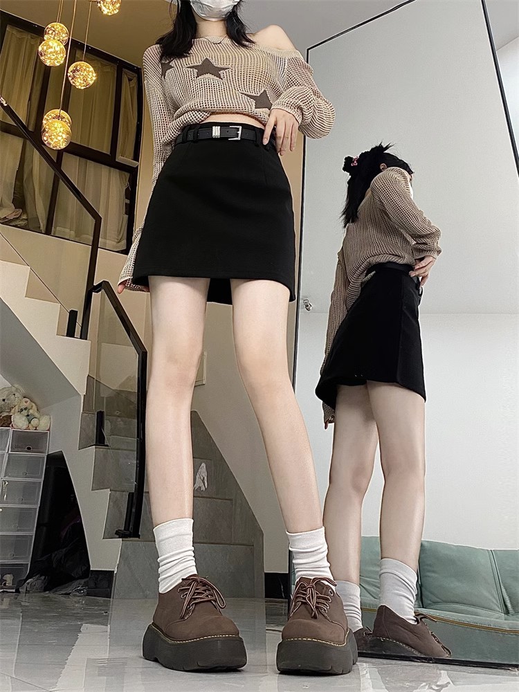 High Waist Black Skirt 2025 New Suit Skirt Women's Spring A- line Skirt Skirt Hip Skirt Skirt Skirt