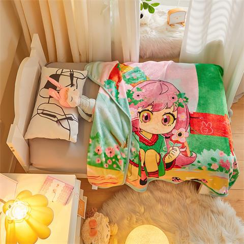 Picture of Children's Blanket Kindergarten Spring and Autumn Baby Coral Fleece Blanket Spring and Summer Single Layer Thin Blanket Office Nap