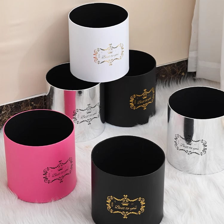 Beloved Set Two-hug Bucket Mirror silver Flowers Flower-arranging Bucket Bronzing English Letter Round Flower Tube Flower Packaging