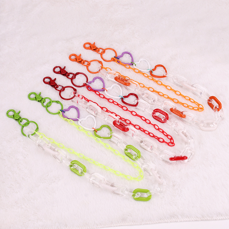 Picture of Hip-Hop Double-Layer Pants Chain Accessories Ins High Street Accessories Colorful Acrylic Pants Chain Hollow Peach Heart Ring Waist Chain