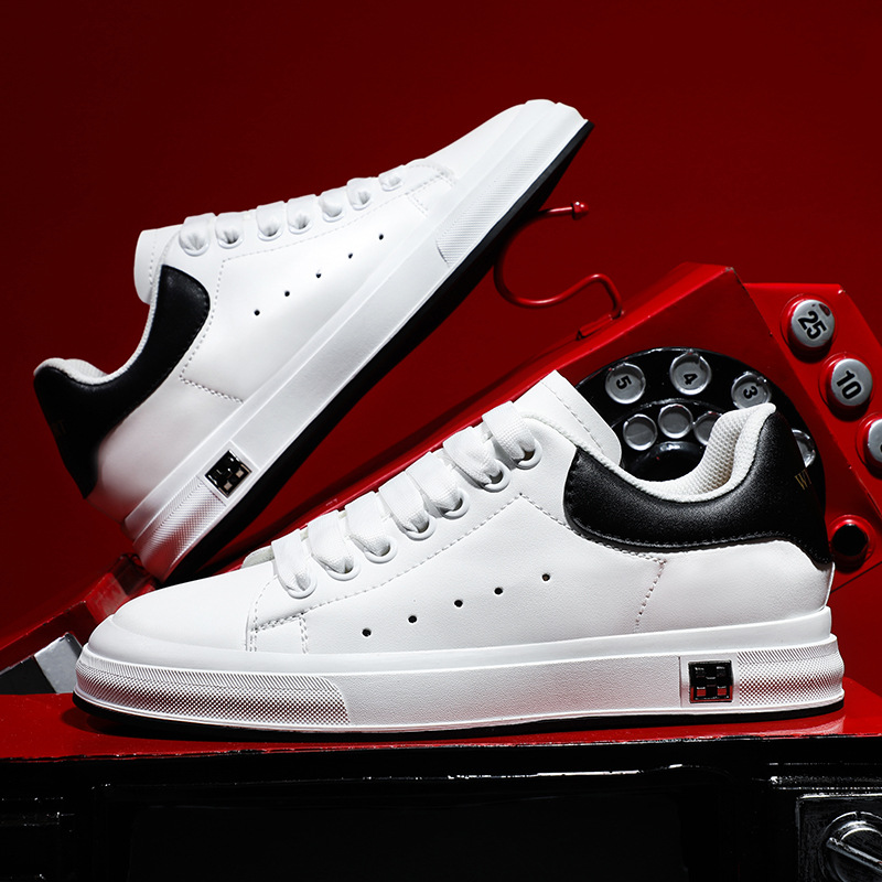New Height Increase Men's Board Shoes Autumn and Winter Casual Lace-up plus size 45 Size 46 Small White Shoes Height Increase 8cm6cm Men's Shoes