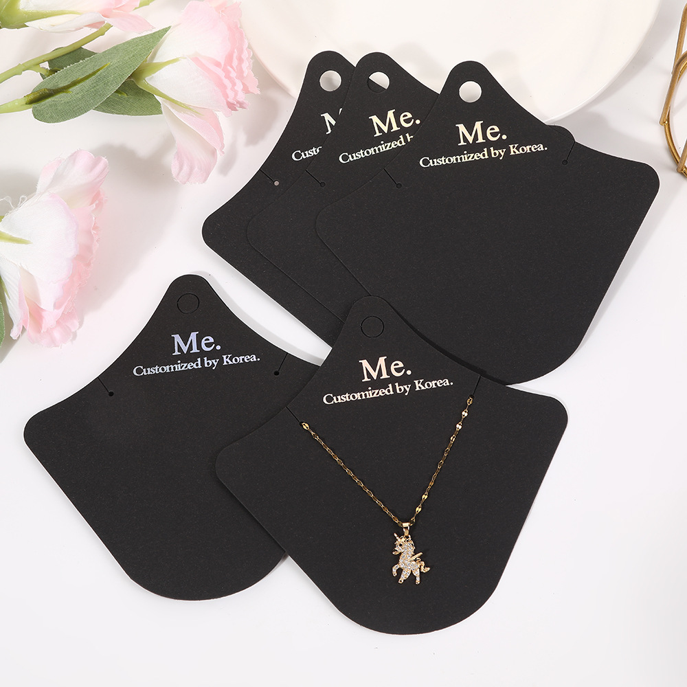 New Black Thickened Special Paper Shaped Necklace Card Fashion Letter Printing Blank Paper Card Jewelry Storage