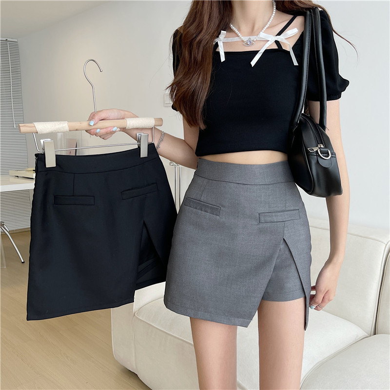 2023 Summer and autumn new niche design split skirt chubby girl hip slimming A- line irregular skirt for students