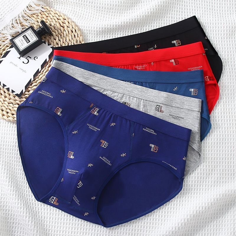 Fashion Printed Modal Men's Underwear Mid-High Waist Breathable Boys' Briefs Comfortable Youth Summer Shorts