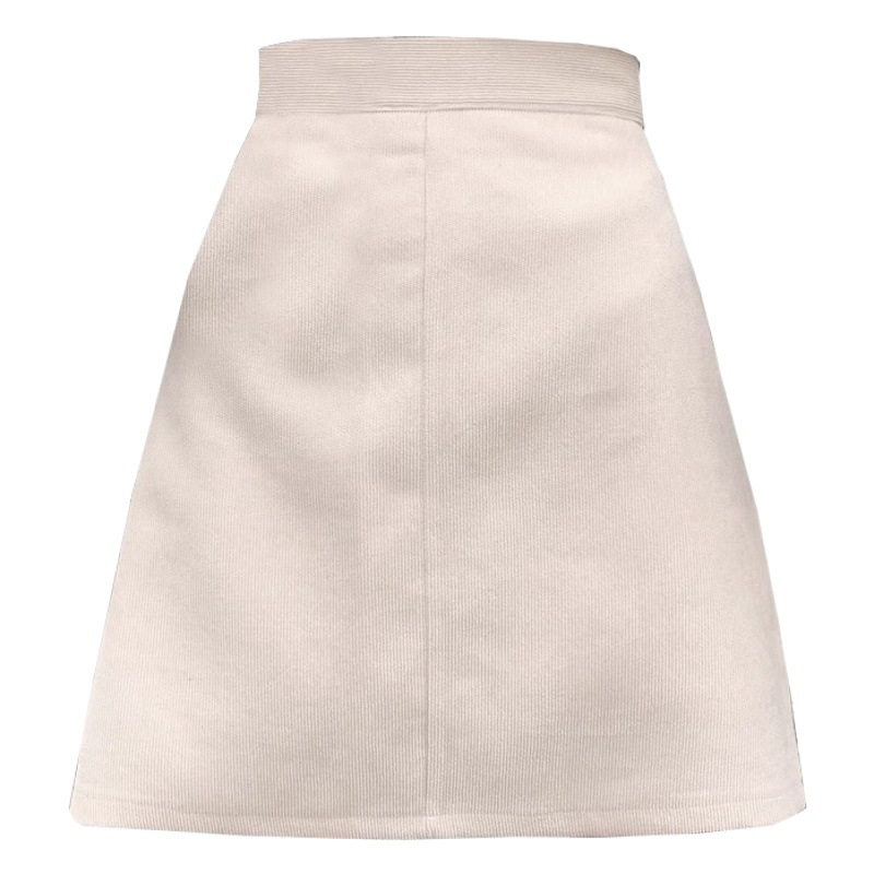 2023 autumn and winter new corduroy skirt women's black hip skirt high waist A- line skirt chubby girl hip skirt