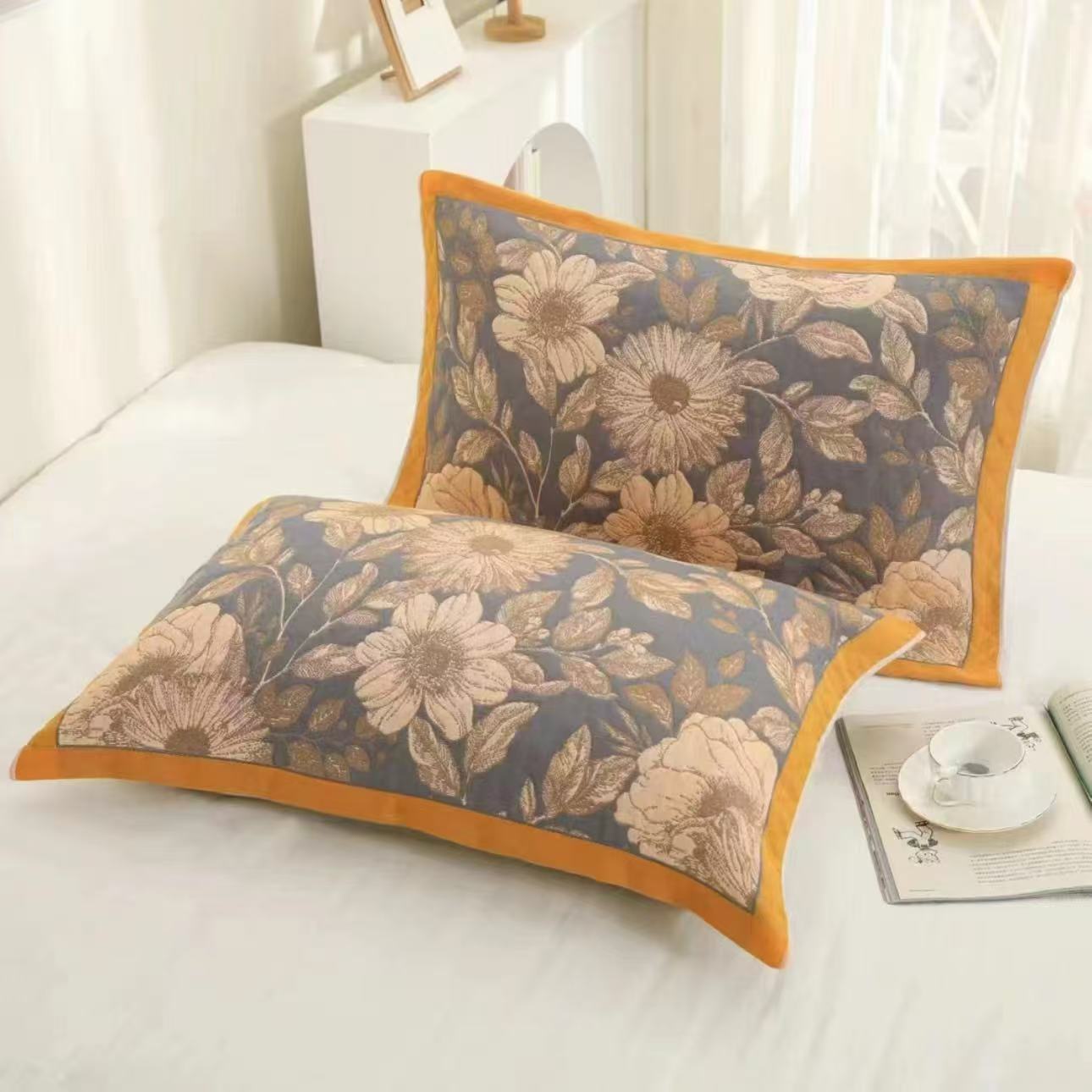 Picture of Gauze Pillow Towel Adult Pillow Headband Sweat-absorbent Comfortable Breathable Four Seasons Household European-style Soft Skin-friendly Single Strip