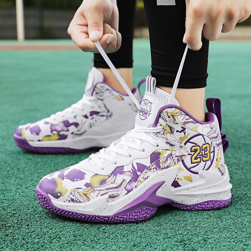 No.23 Alphabet Fashion Men's Practical Basketball Shoes Junior Senior high school Boys High-top sneaker Casual Running Shoes