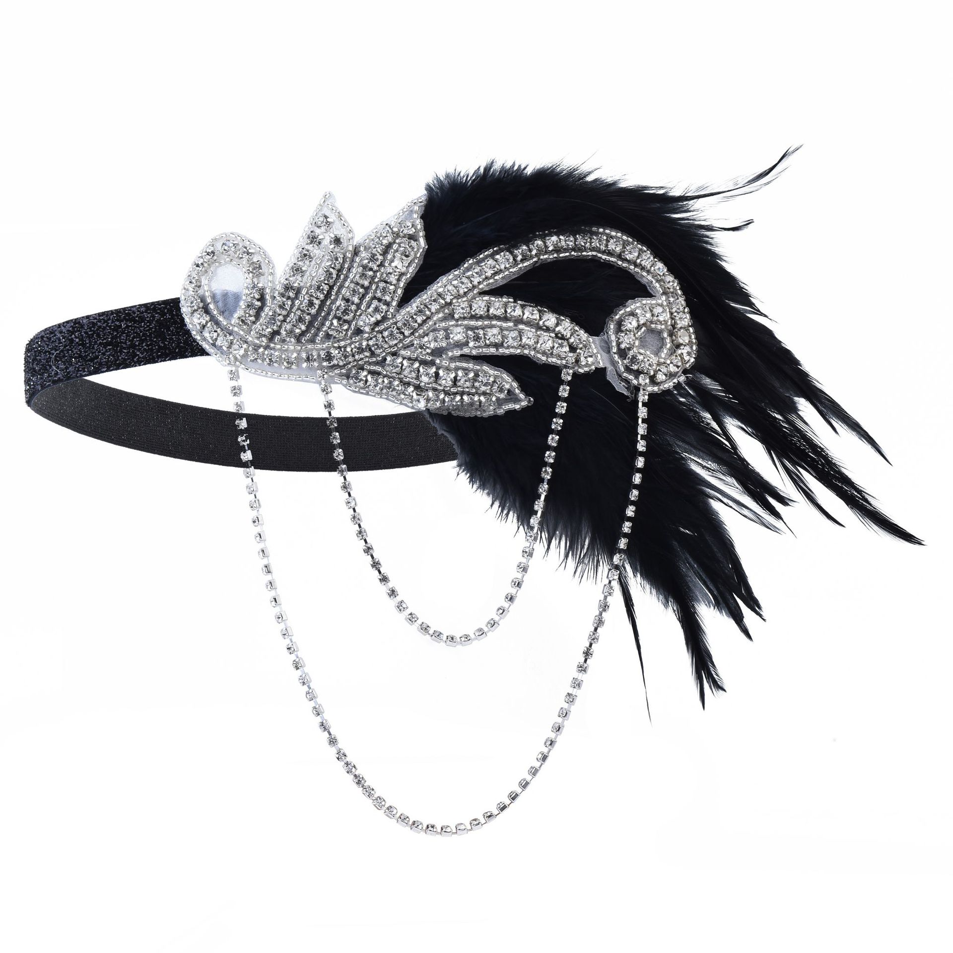 1920 Masquerade Ball Headwear Female Flapper girl Feather Headband Gatsby Accessories Party Feather Headband