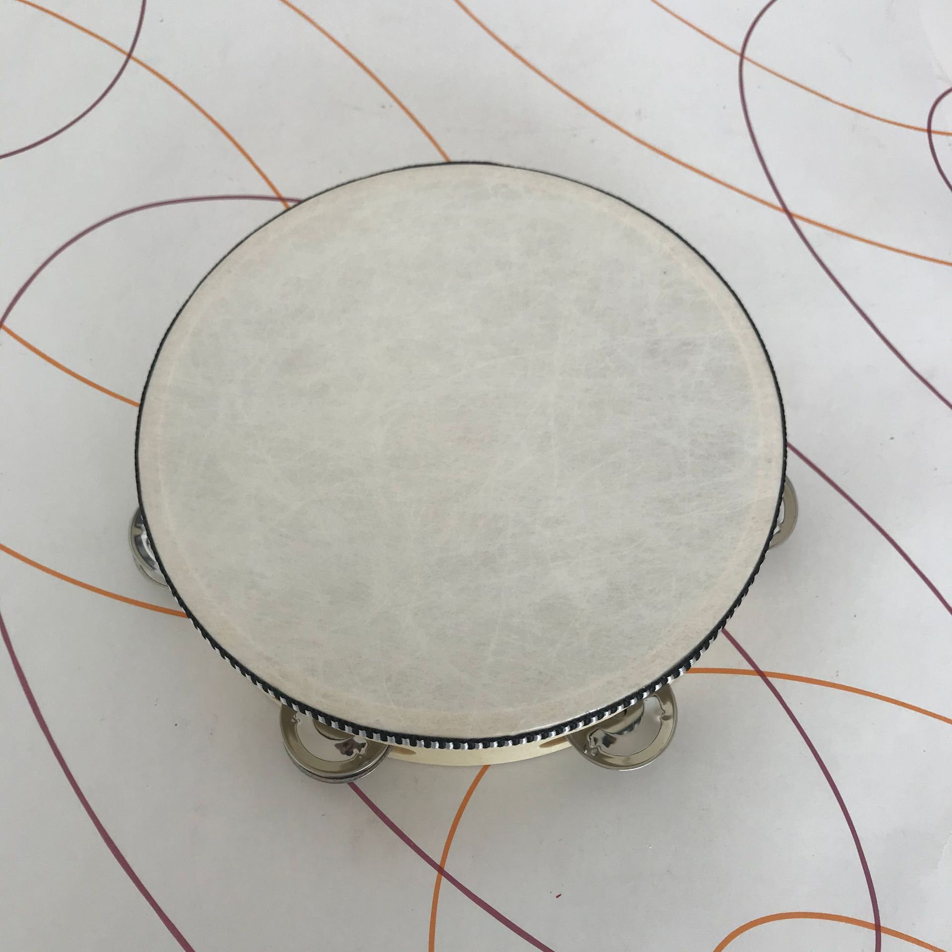 Picture of Orff Musical Instruments Early Childhood Teaching Aids Percussion Instruments Early Childhood Toys Tambourine Artificial Leather Imitation Sheepskin Tambourine