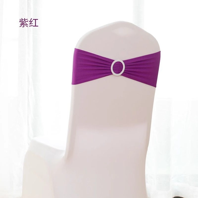 Picture of Backrest Flower Stretch Chair Cover Bow Banquet Decoration Free Wedding Ribbon Wedding Hotel Ribbon Stool Strap