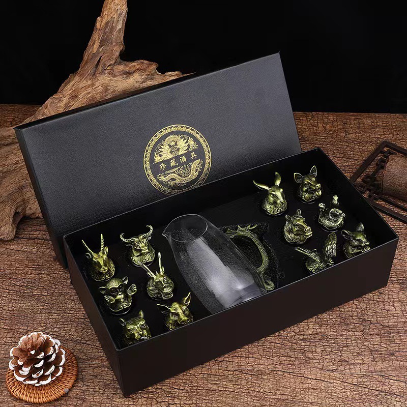 Picture of Light luxury retro twelve Zodiac white wine glass household crystal glass small wine glass liquor separator wine set suit