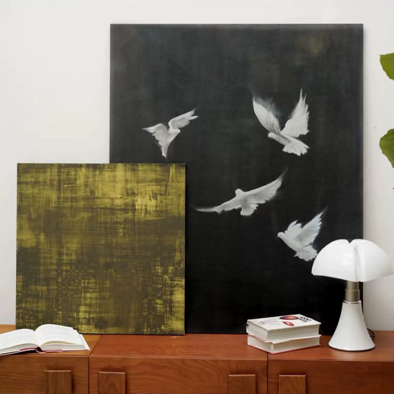 White Pigeon Midnight Flying Painting Advanced Feeling Meal Living Room Decorative Painting Home Entrance Sofa Background Wall Hanging Painting Floor Painting
