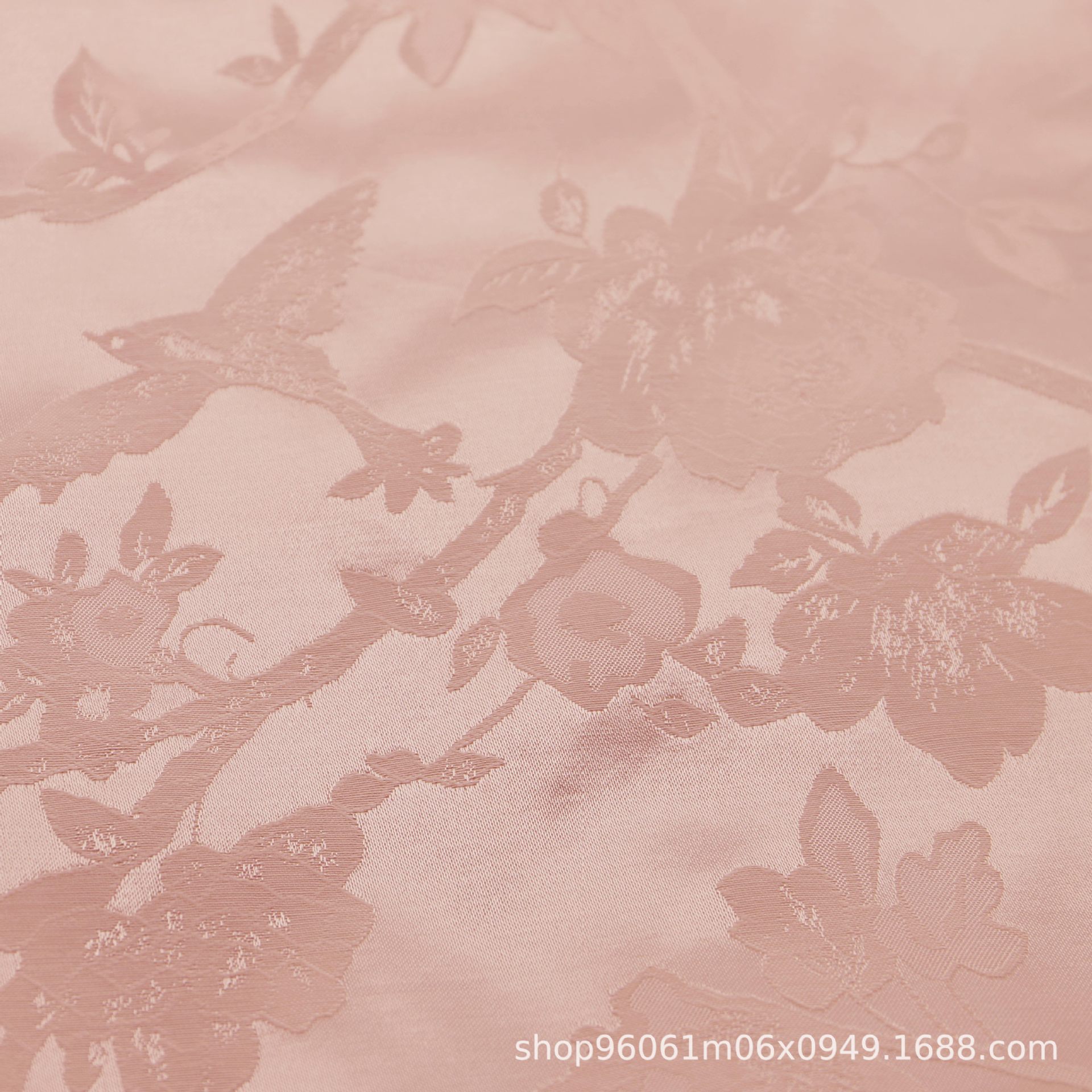 Picture of Tencel Linen Imitation Silk Satin Fabric with Floral and Bird Jacquard Pattern, Rose Jacquard Fabric for Hanfu, New Chinese Style Dress Fabric, Large Jacquard