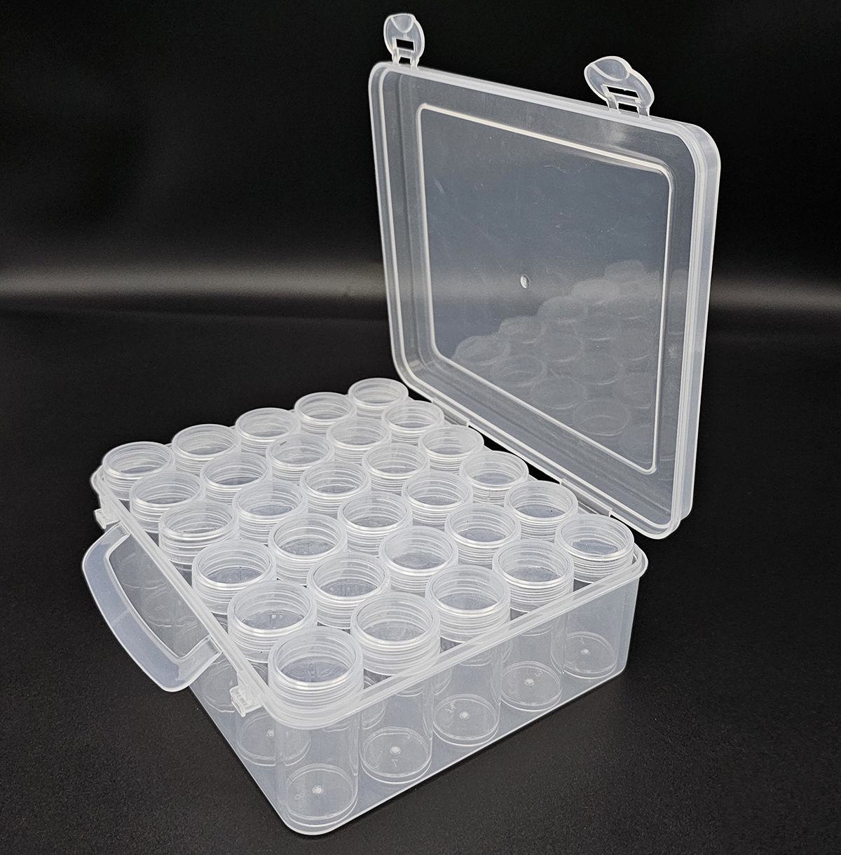 Picture of Diamond Painting Transparent Storage Box DIY Square Round Plastic Bottle Beaded Glass Rice Beads Bottling Box Set