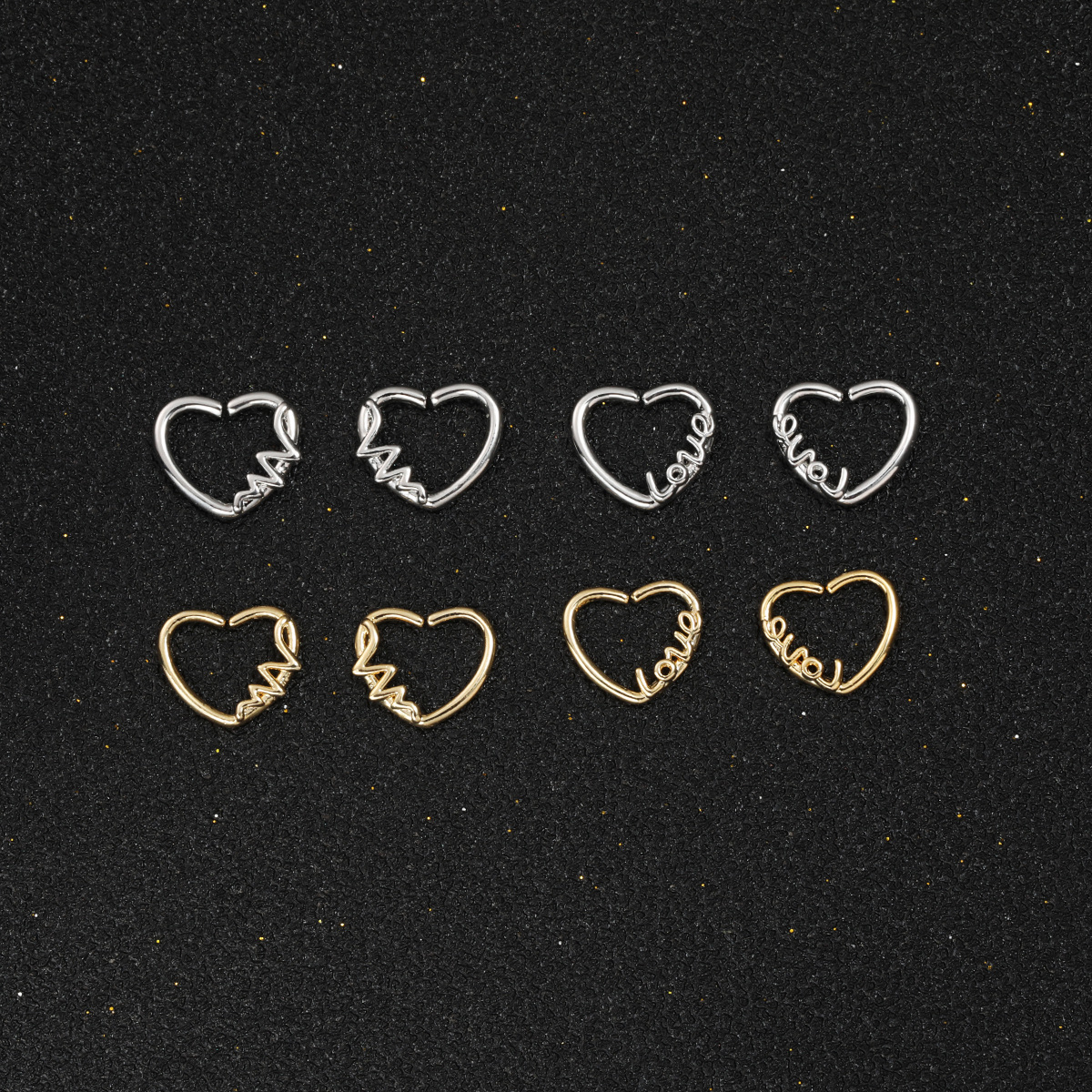 in stock Popular European and American Puncture Jewelry Nose Nail Heart Letter Nose Ring Peach Heart Advanced Sense Niche Ear Nail