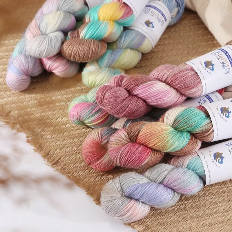 Hand dyed wool thread ball dyeing gradient fancy hand-knitted DIY wool sweater scarf shawl socks soft