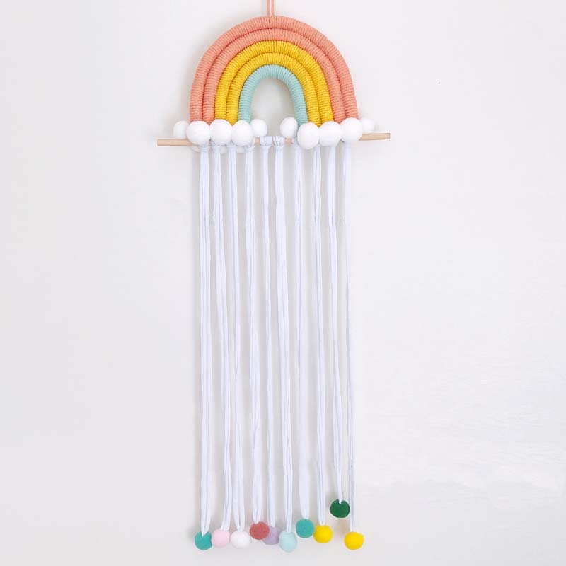 Picture of ins Nordic Rainbow Tassel Hair Accessories Hairpin Finishing Storage Woven Children's Room Decoration Wall Decoration