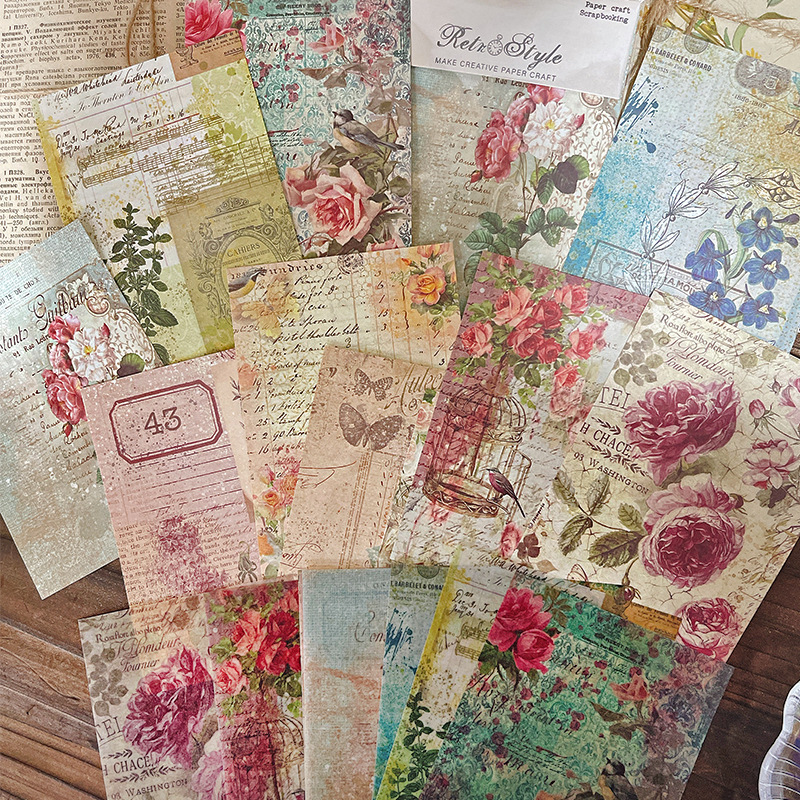 Picture of Retro style material paper DIY album scrapbook Journal material paper card material background paper RZ3103