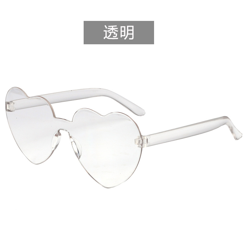 Picture of Heart Sunglasses, Heart Sunglasses, Jelly Color Rimless Heart-Shaped One-Piece Glasses, Dazzling Color Glasses