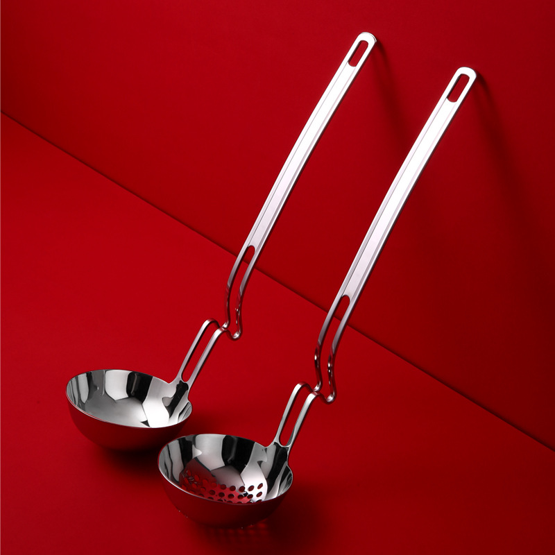 Picture of 304 Stainless Steel Hot Pot Spoon, Wall-Mounted Spoon, Creative Hot Pot Soup Spoon, Thickened Spicy Hot Pot Skimmer Spoon, Porridge Serving Spoon