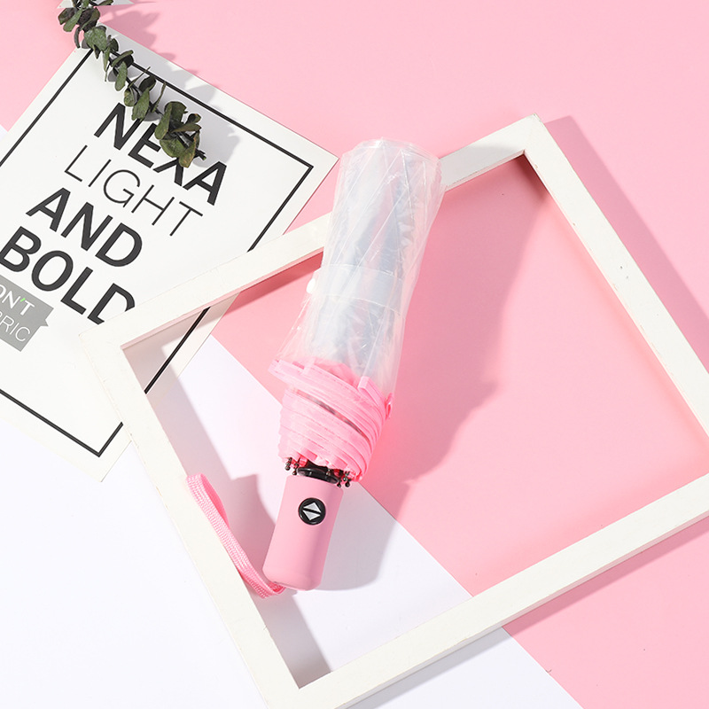 Picture of Fully Automatic Transparent Umbrella Folding 70% off Colorful Handle for Women, Logo Printable, White, Factory Direct Sales, Cross-Border Exclusive Supply