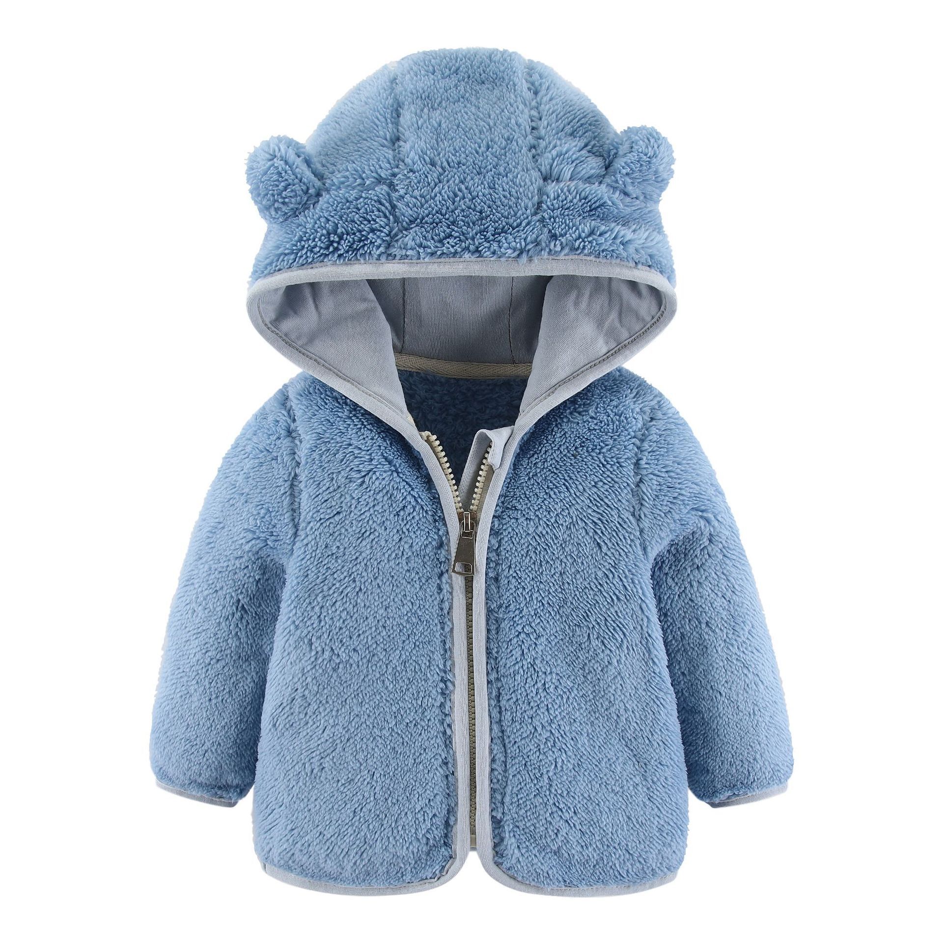 Picture of Children's European and American Spring and Autumn Long Sleeve Plush Top Zipper Warm Hooded Coat for Boys and Girls