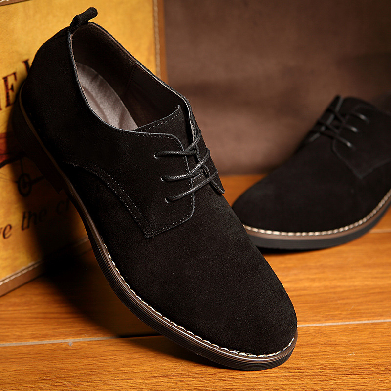 Foreign Trade Men's Sneakers Nubuck Leather Shoes British Suede Men's Business Leather Shoes Casual Large Size Men's Shoes 45-48