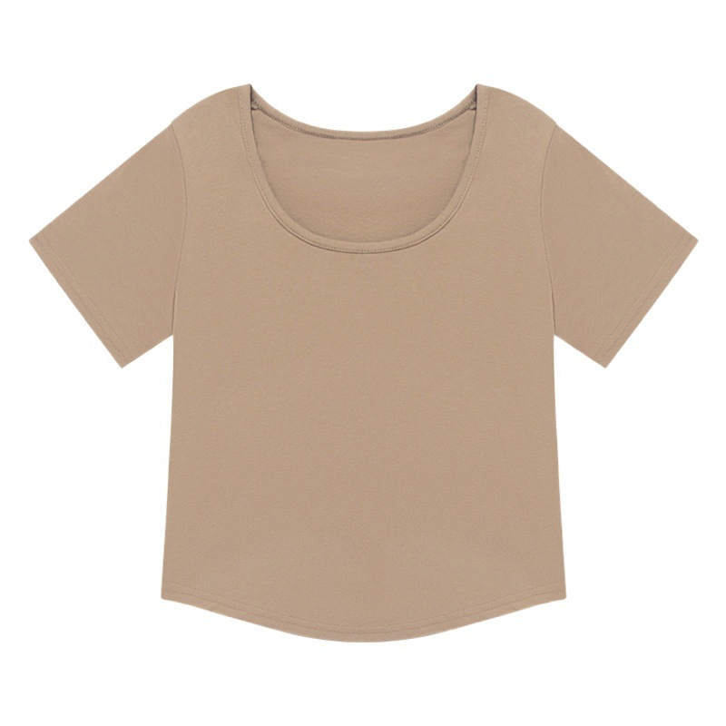 Pure Desire Style Arc Edge Short-sleeved Shirt Women's Summer New Korean Style Design Sense Niche Slim Belly Covering T-shirt Top