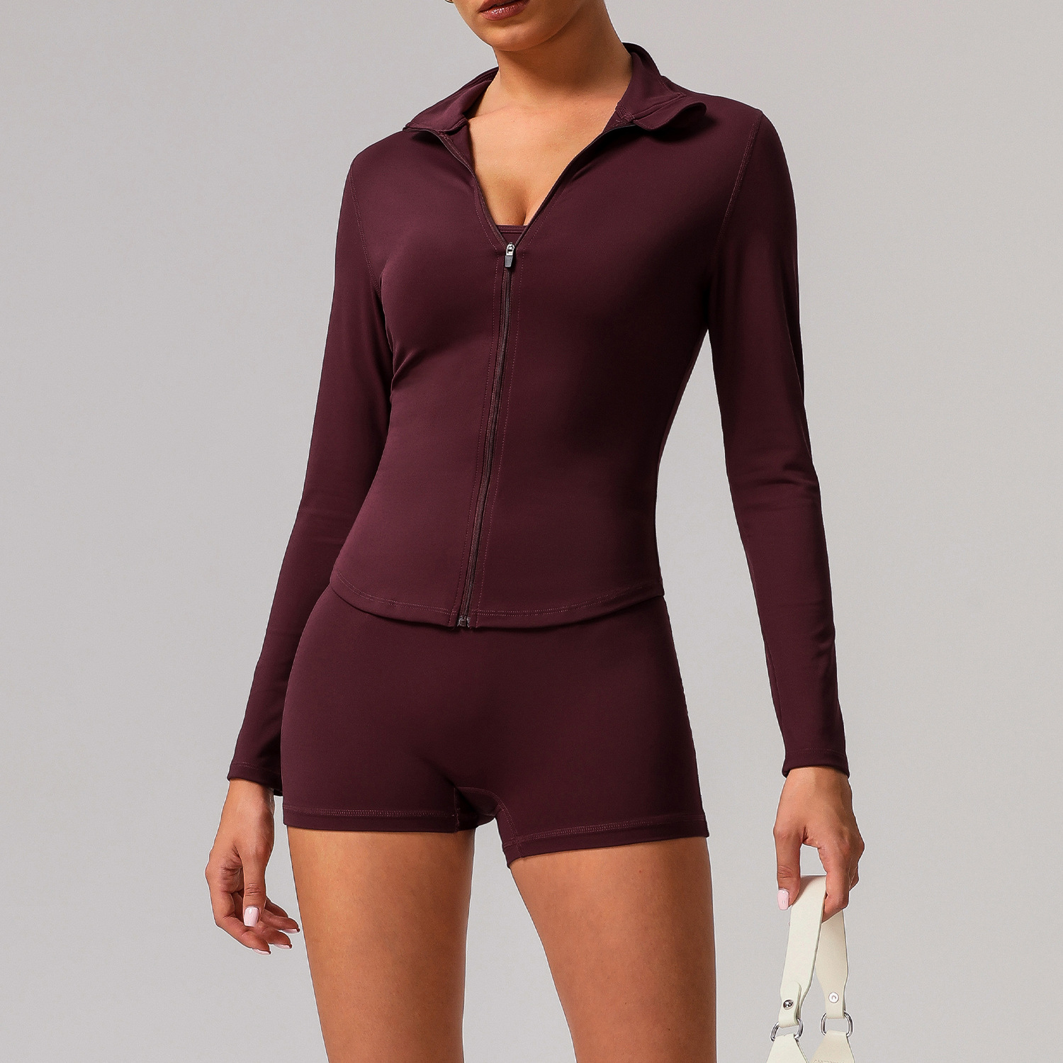 Picture of European and American Solid Color Tight Naked Yoga suit High Elastic Breathable Fitness Clothes Outdoor Body Shaping Running Sports suit Women