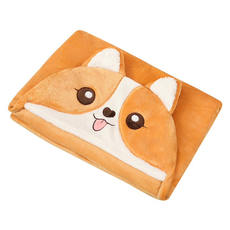 Picture of Cute Cartoon Animal Hooded Blanket Cloak Office Nap Air Conditioning Blanket Student Dormitory Thickened Cloak Blanket