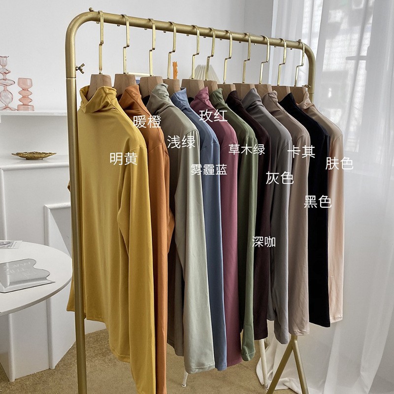 Half Turtleneck Bottoming Shirt for Women 2025 Autumn and Winter Long-Sleeved Outer Wear Pile Collar Mask Velvet Knitwear Slim Fit
