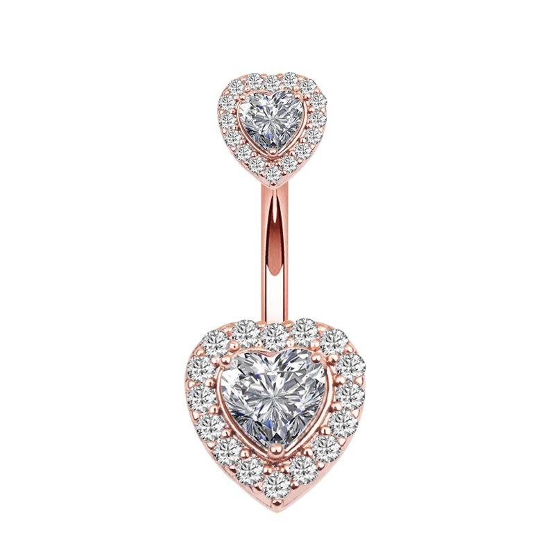 Picture of European and American New Love Navel Ring Creative Zircon Navel Button Navel Ring Piercing Jewelry