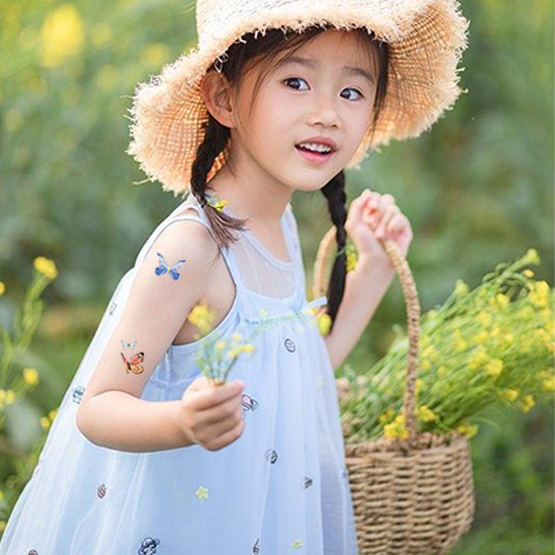 Picture of New Cross-border Cute Color Butterfly Tattoo Sticker Waterproof Small Fresh Children's Children's Six One Princess Face Sticker Color Sticker