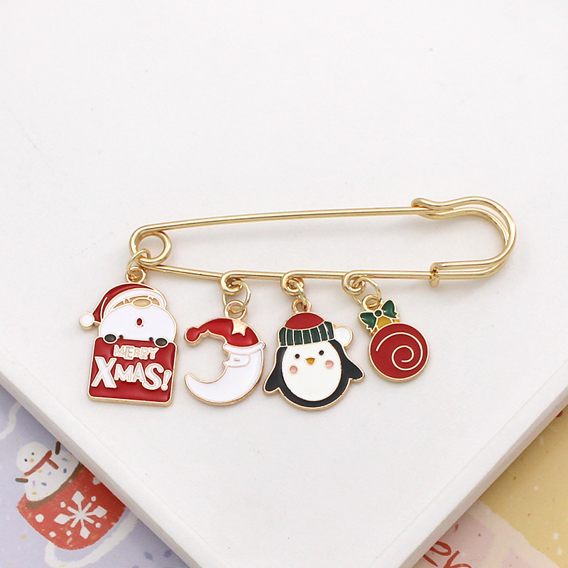 Picture of European and American Christmas Series Metal Brooch Cartoon Santa Claus Badge Clothing Accessories Christmas Gift Badge