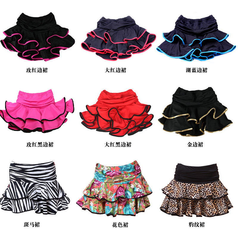 Children's Dance Costume Leopard Print Milk Silk Skirt Double Layer Practice Skirt Girls Latin Dance Skirt Practice Dress Wholesale