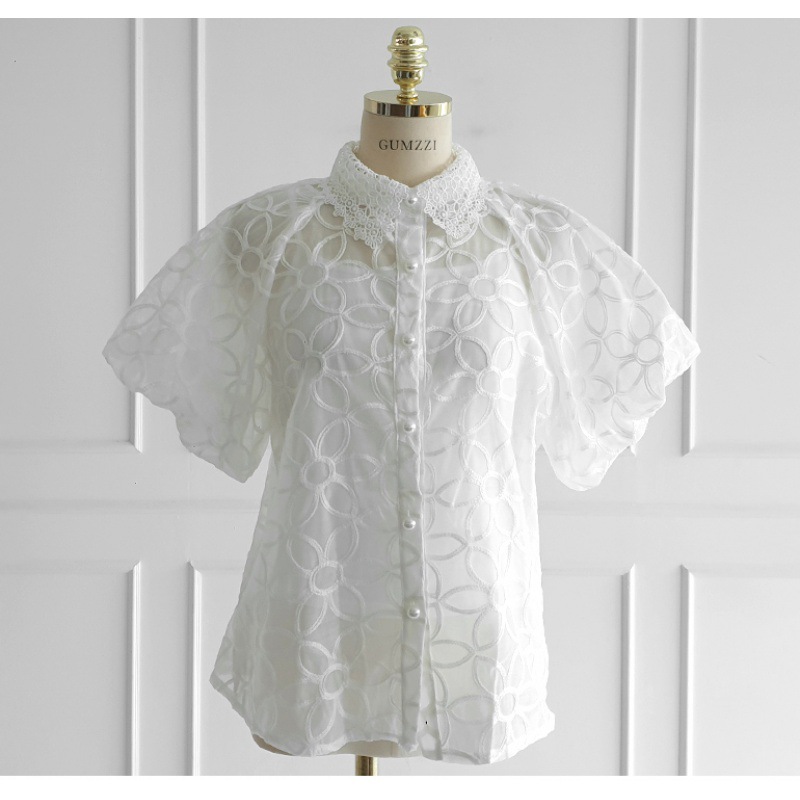Picture of Multiplication New Early Autumn Fashion Puff Sleeve Two-piece Set Lapel Women's Shirt Fashion Two-piece Set