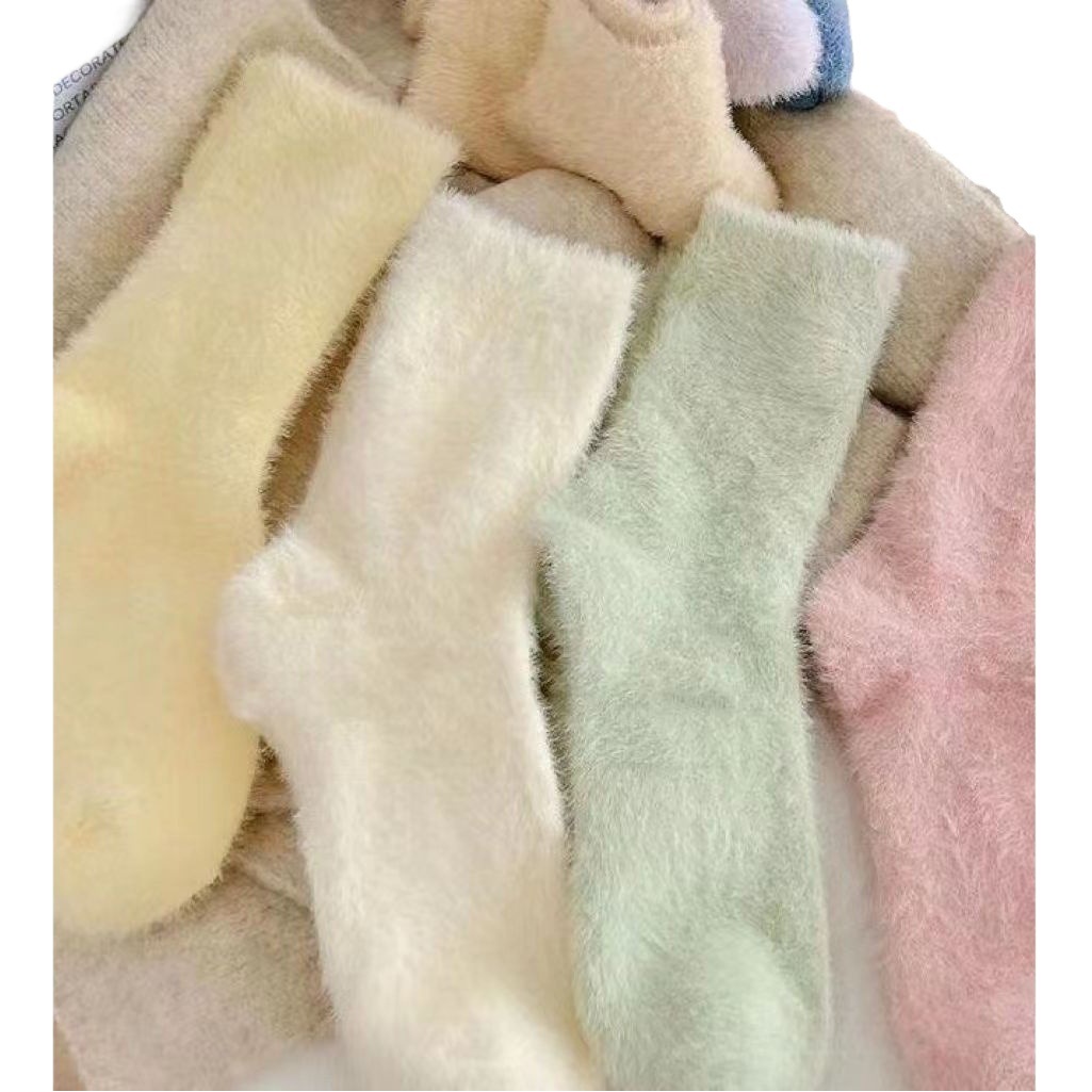 Mink velvet winter socks women's autumn and winter fleece-lined thick tube socks winter warm floor socks moon socks piled socks
