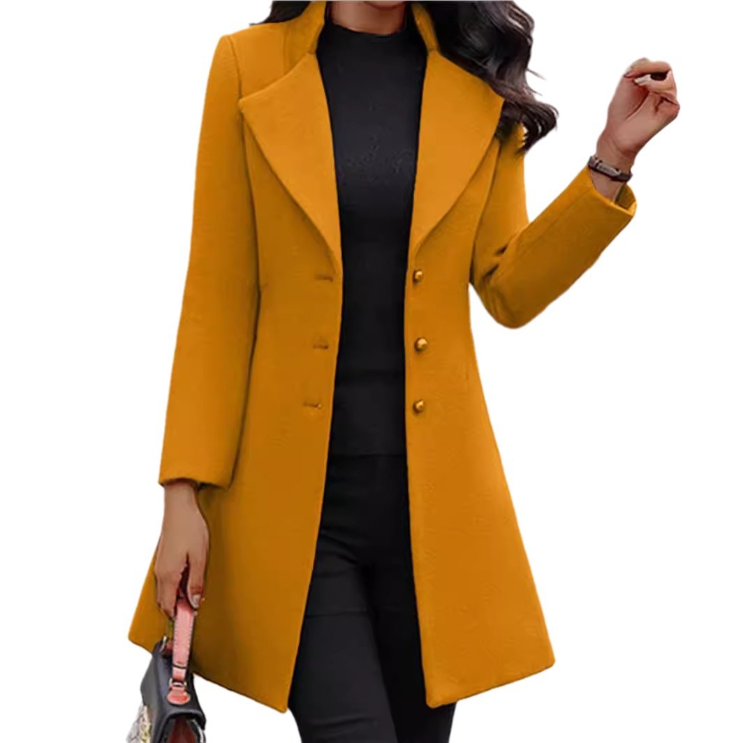Picture of Cross-border Winter New Women's Coat Korean Slim-fit Mid-length Amazon European and American Women's Cross-border Woolen Coat