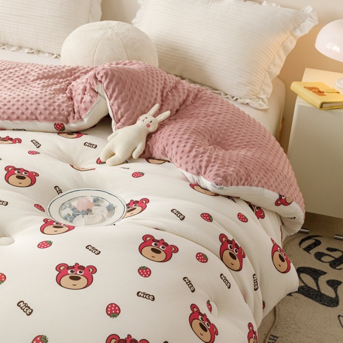 Picture of Bean Velvet Core Soybean Fiber Quilt Spring and Autumn Quilt Winter Student Dormitory Children Single Double Thickened Winter Quilt