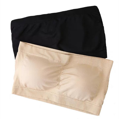 Picture of One-piece Student's Beautiful Back-wrapped Chest Anti-light Tube Top Underwear Women's Base Shirt Strapless Bra Bra with Chest Pad