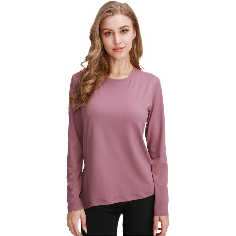 Summer Yoga Top Women's Long-sleeved Yoga Clothing European and American Loose Running Quick-drying Fitness Clothing Women's Elastic Thin