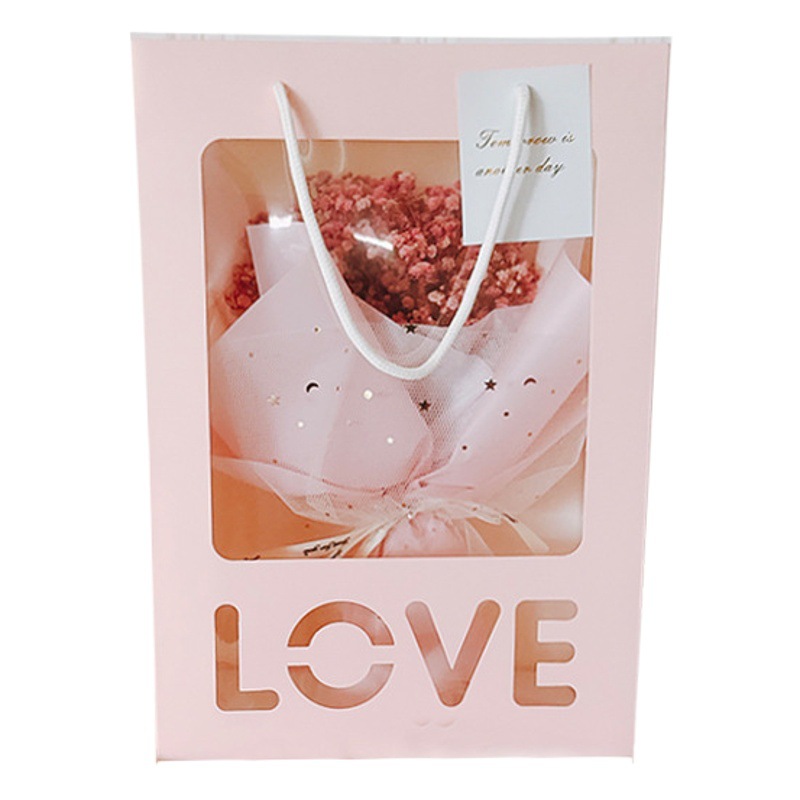 Flowers love bag packaging gift box gift bag wholesale bouquet ins gift paper bag packaging paper box