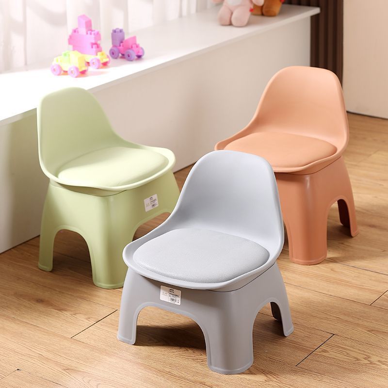 Thickened plastic backrest stool courtyard outdoor small stool non-slip kids bath bench adult elevator living room shoe change