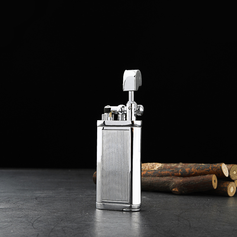 Picture of Grinding wheel open flame cigarette lighter gas creative inflatable Langsheng oblique fire lighter metal pipe mini lighter gift